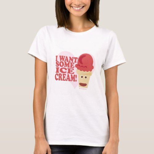I Want Ice Cream Funny Cone Cartoon T_Shirt