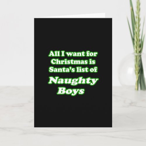 I want Santas list of naughty boys Holiday Card