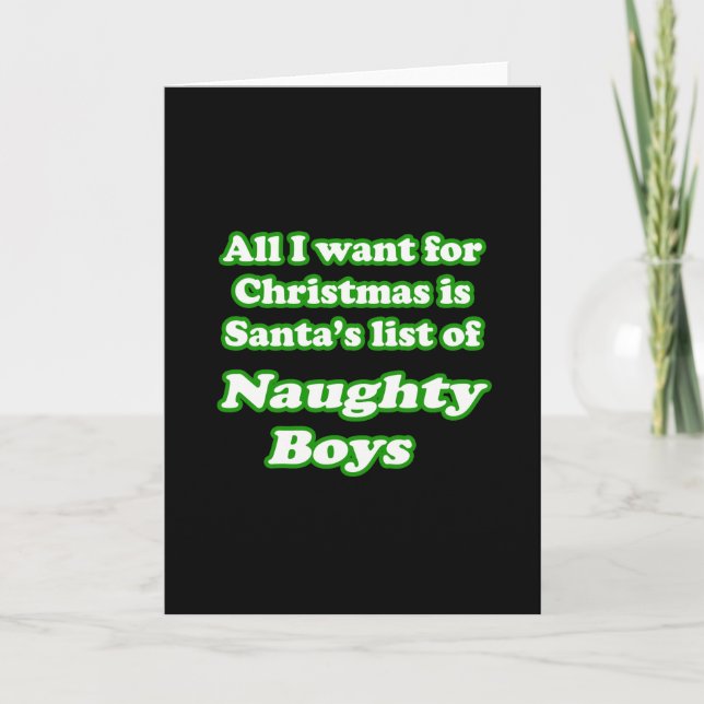 I want Santa's list of naughty boys Holiday Card (Front)