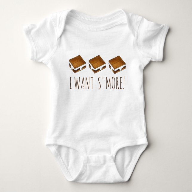 I Want S'more Campfire S'mores Camping Camp Foodie Baby Bodysuit (Front)