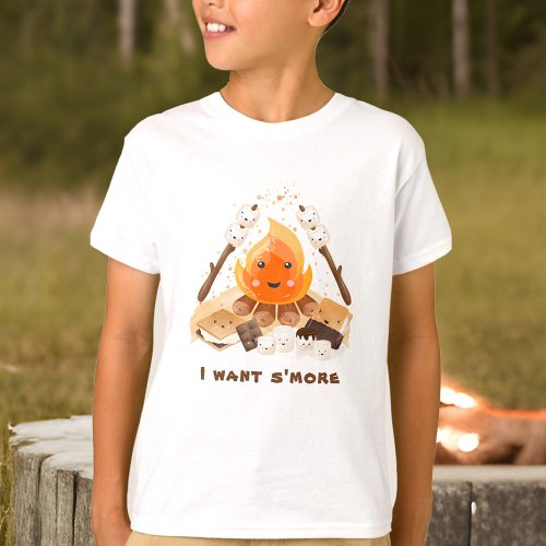 I Want Smore Cute Fun Camping Campfire boy T_Shirt
