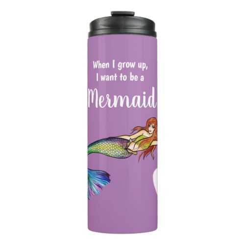 I want to be a lovely Rainbow Mermaid Illustration Thermal Tumbler