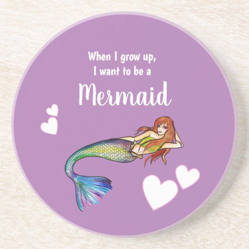 I want to be a Rainbow Mermaid Illustration Coaster