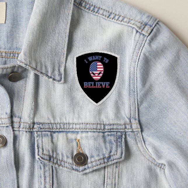 I want to believe Alien funny USA Flag 4th of July Patch (On Jacket)