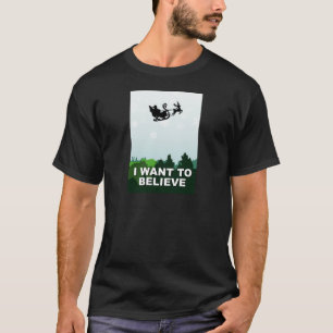 i want to believe christmas, x files alien ufo T-Shirt
