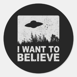 I Want To Believe I Aliens Ufo Area 51 Roswell Classic Round Sticker