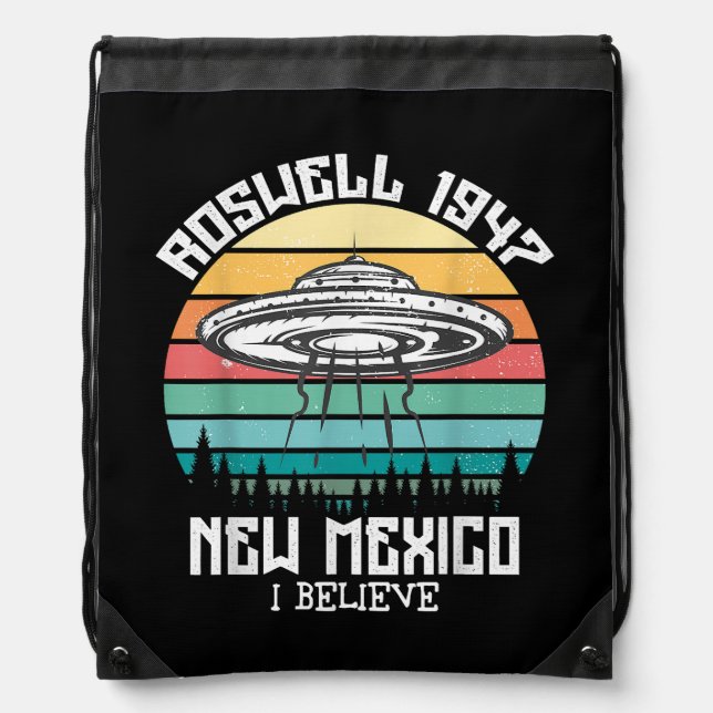 I Want To Believe I Aliens UFO Area 51 Roswell New Drawstring Bag (Front)