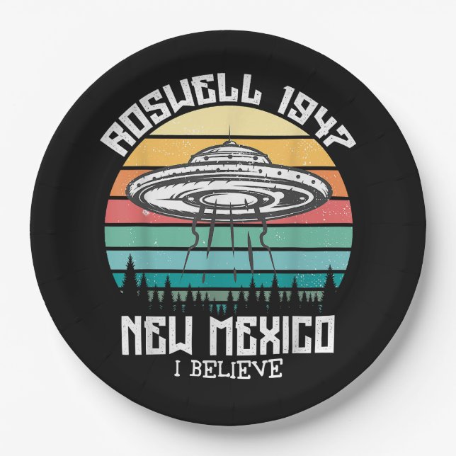 I Want To Believe I Aliens UFO Area 51 Roswell New Paper Plates (Front)
