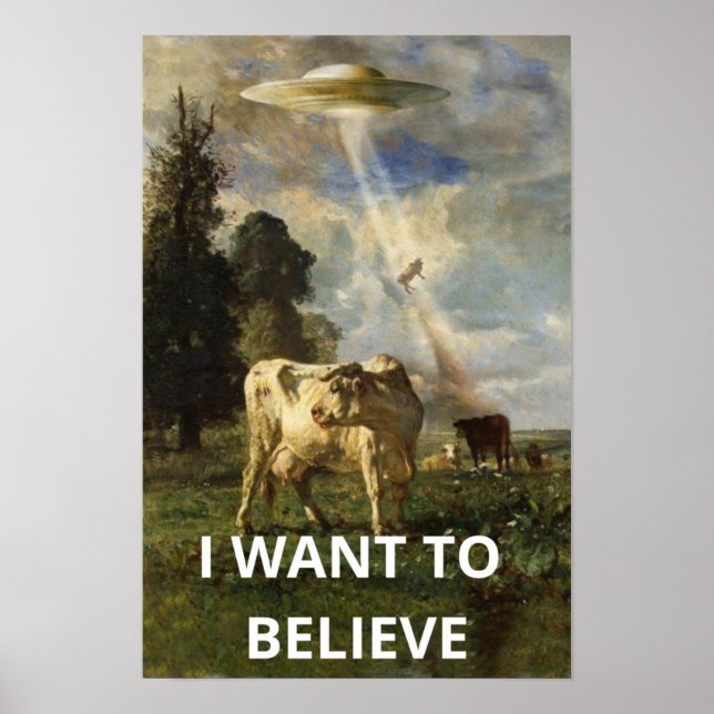 I Want To Believe, Movie Retro 90s, Alien UFO Poster (Front)