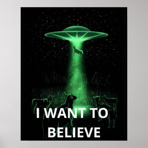 I Want To Believe, Movie Retro 90s, Alien UFO Poster