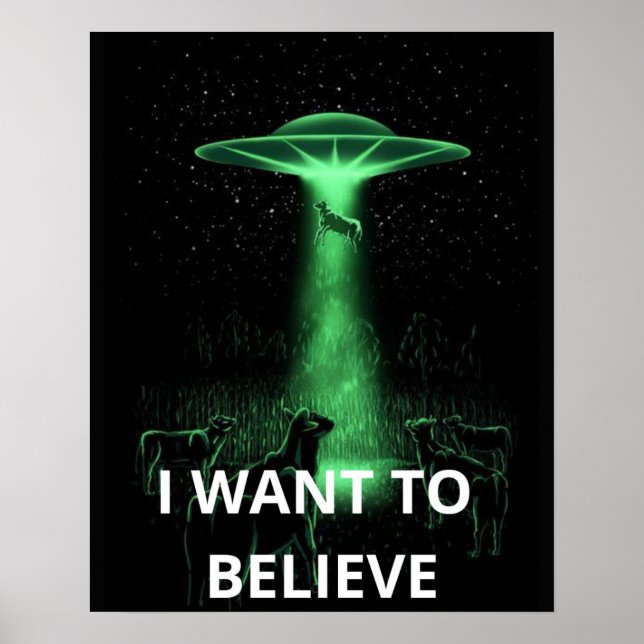 I Want To Believe, Movie Retro 90s, Alien UFO Poster (Front)