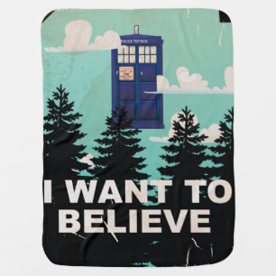 I Want to Believe Vintage Police Box Receiving Blanket