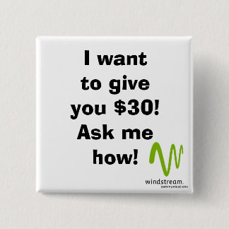 I want to give you $30! Square Pinback Button