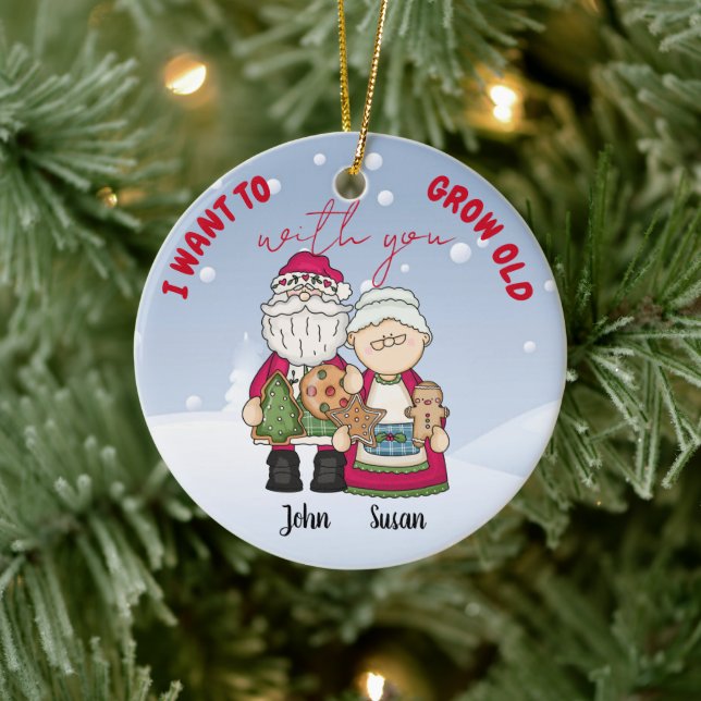 I Want To Grow Old With You Christmas Personalize Ceramic Ornament (Tree)