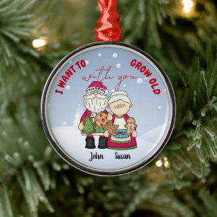 I Want To Grow Old With You Christmas Personalize Metal Ornament