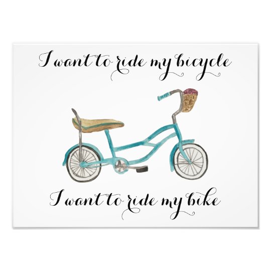 I Want To Ride My Bike Bicycle Illustration Photo Print