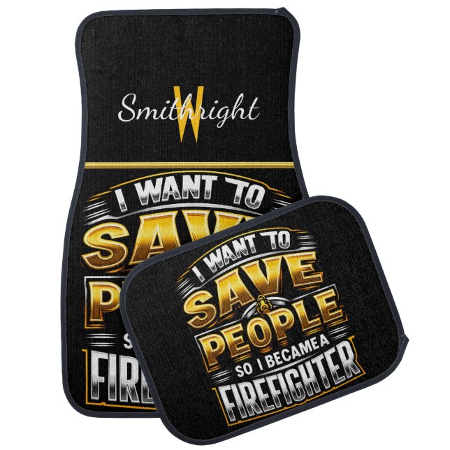 I Want to Save People Firefighter AI Generated Art Car Floor Mat (Set)