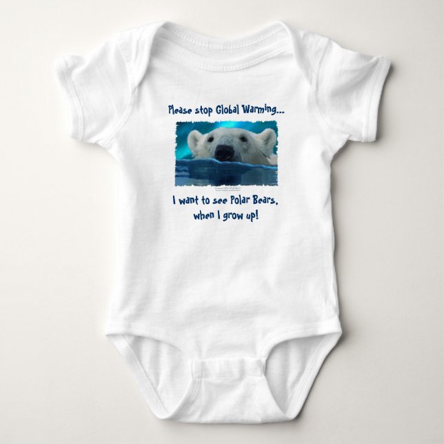 "I WANT TO SEE BEARS..." Polar Bear Art Baby Bodysuit (Front)