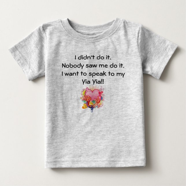 I want to speak to Yia Yia - Retro Heart Baby T-Shirt (Front)