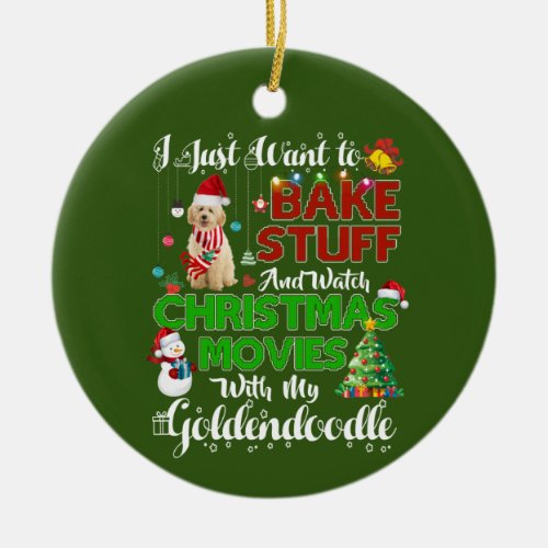 I want to watch christmas movies  GOLDENDOODLE Ceramic Ornament