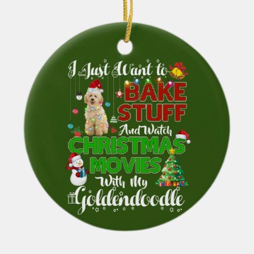 I want to watch christmas movies goldendoodle ceramic ornament