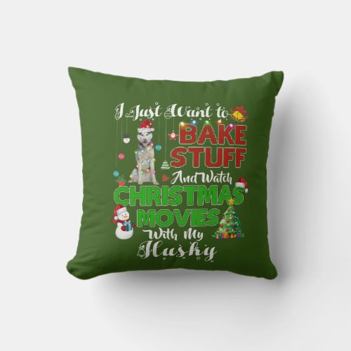 I want to watch christmas movies with husky throw pillow