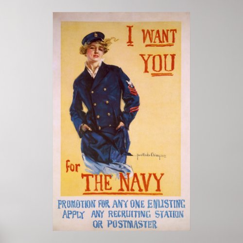 I Want You For The Navy World War I Recruiting Poster
