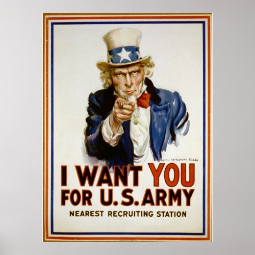 I Want You for US Army by James Montgomery Flagg Poster