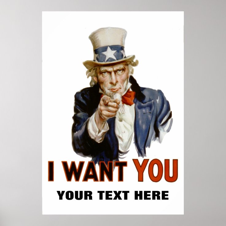 "i want you" personalized poster | Zazzle
