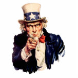 I Want You! Pin Statuette<br><div class="desc">Show your patriotic side with this acrylic photo sculpture pin with an image of that American icon, Uncle Sam, pointing his finger at you. See matching square button, square charm, large round premium metal keychain, round double-sided acrylic keychain, square necklace, wrist watch and acrylic photo sculpture keychain, magnet, ornament and...</div>