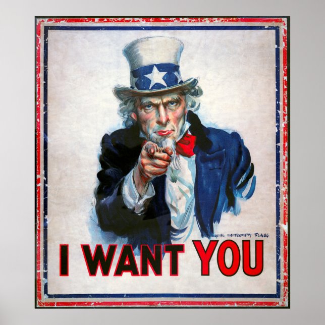 I WANT YOU says UNCLE SAM  1917 Poster (Front)