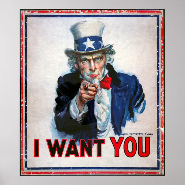 I WANT YOU says UNCLE SAM 1917 Poster | Zazzle
