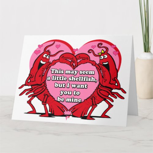 I Want You To Be Mine Shellfish Lobster Valentine Card