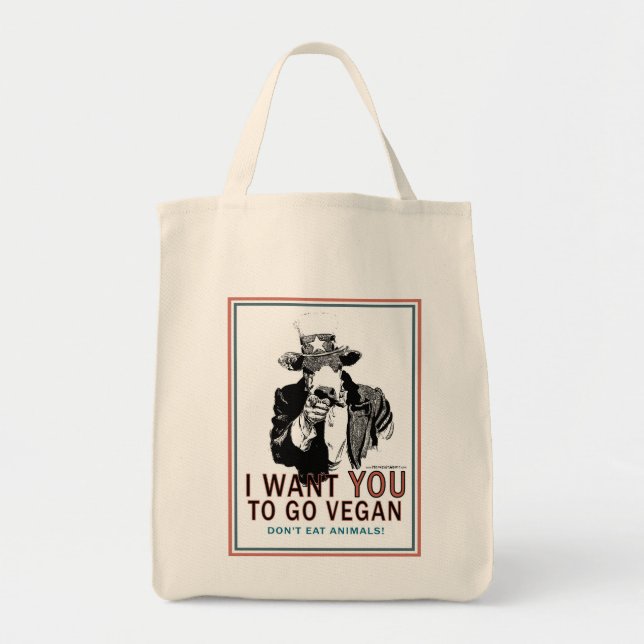 I Want You To Go Vegan Tote Bag (Front)