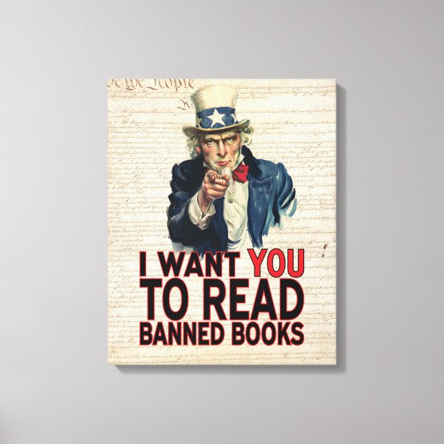 I WANT YOU TO READ BANNED BOOKS CANVAS PRINT (Front)