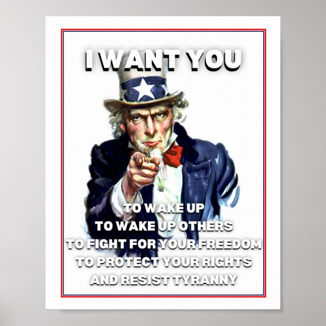 I Want You To Wake Up Uncle Sam Poster Print (Front)