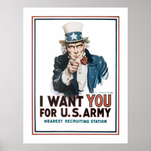 I Want YOU Uncle Sam border Poster