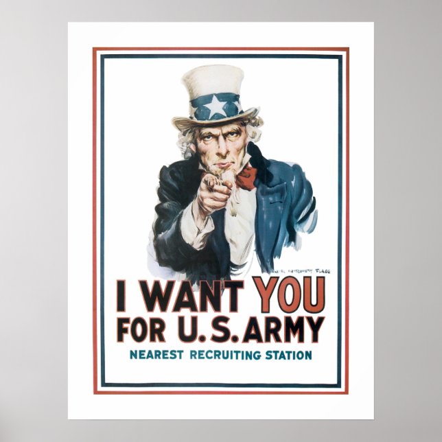 "I Want YOU" Uncle Sam (border) Poster (Front)