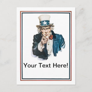 I Want You Uncle Sam Customize Your Text Postcard