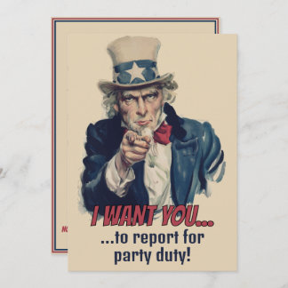 I Want You | Uncle Sam Party Fun Recruitment Invitation