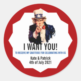I WANT YOU Uncle Sam Thank You Party Favor Classic Round Sticker