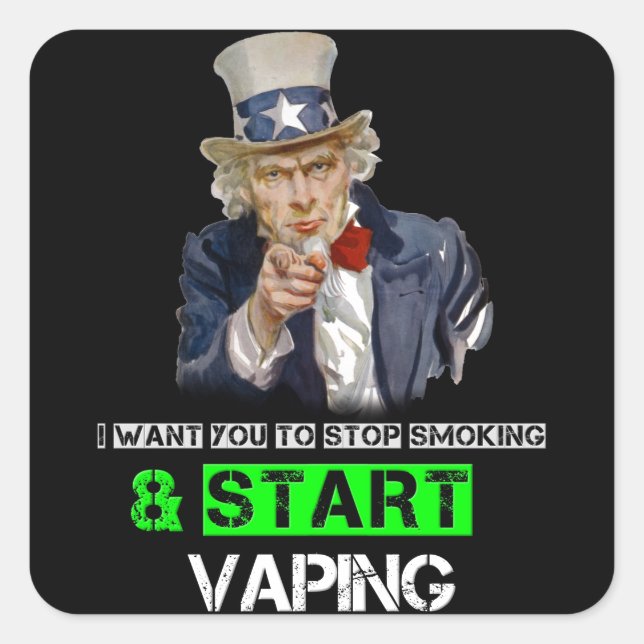 I Want You Uncle Sam Vape Square Sticker (Front)