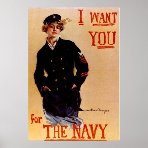 I Want You Vintage Navy Poster