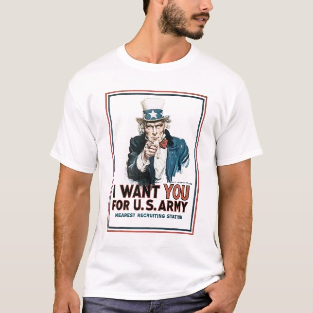 I WANT YOU vintage Uncle Sam poster print T-Shirt (Front)