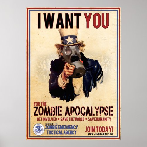 I Want You _ Zombie Apocalypse _ SUPER VALUE Poster