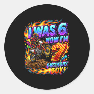 I was 6 i'm 7 year old birthday boy motocross 7th  classic round sticker