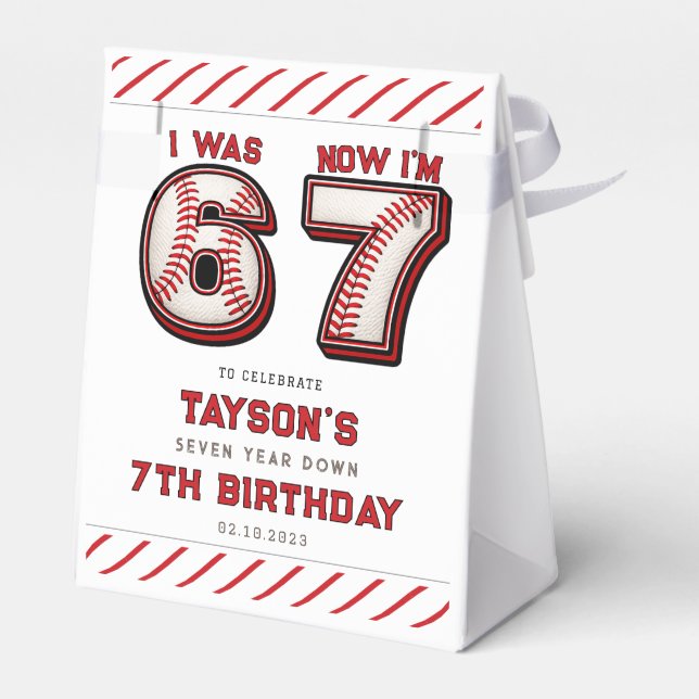 I Was 6, Now I’m 7 – Baseball 7th Birthday Favor Boxes (Back Side)