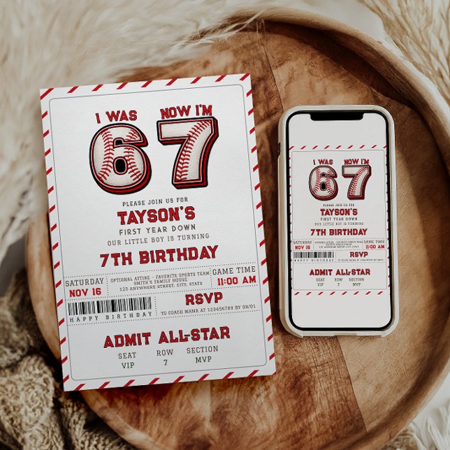 I Was 6, Now I’m 7 – Baseball 7th Birthday Invitation (I Was 6, Now I’m 7 – Baseball 7th Birthday Invitation)