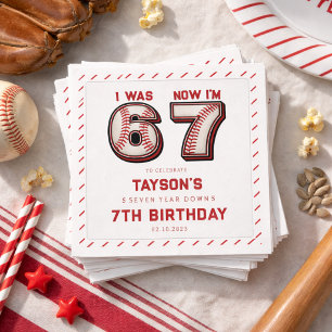 I Was 6, Now I’m 7 – Baseball 7th Birthday Napkins