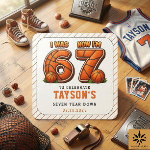 I Was 6, Now I’m 7 Basketball – All-Star Party Square Sticker